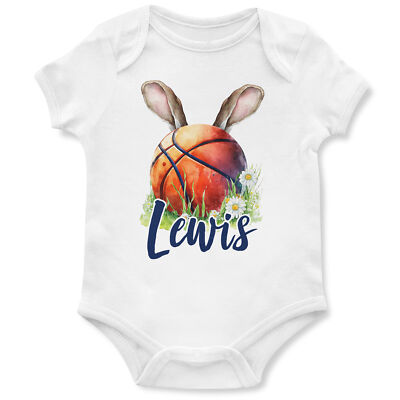 Personalised Easter Basketball Babygrow Baby 1st Sunday Custom