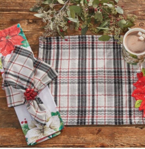 Table Runner 54” Farmhouse Festive Black Red Gray Plaid Christmas - Picture 2 of 3