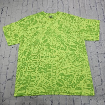 GLOBE MSA Fire Fighter Athletic MENS 2XL All Over Print T Shirt VINTAGE 90S Tag
