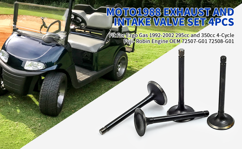 Intake & Exhaust Valve Set With Seals For EZGO Gas 4-Stroke 295cc/350cc (1996-Up) 11 thumbnail image