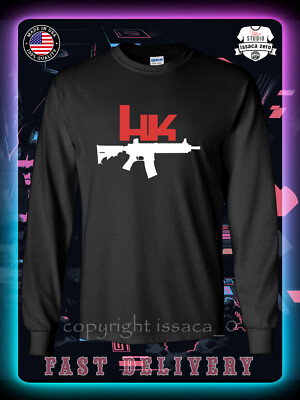 New Tee Heckler & Koch Firearms Logo Men's Long Sleeve American issaca T-Shirt