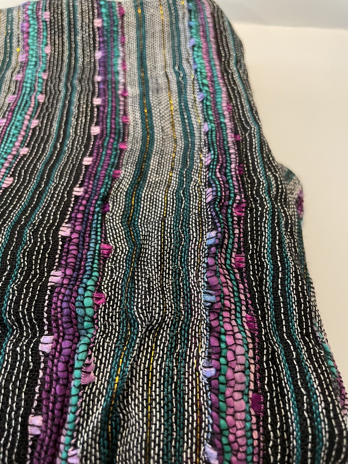 Anika Dali Handmade lightweight Multicolor Infinity Scarf w/Shimmer Gold Thread