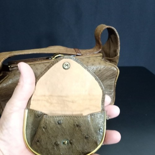 Borsa a mano vintage in struzzo con cambio abbinato - Foto 10 di 14