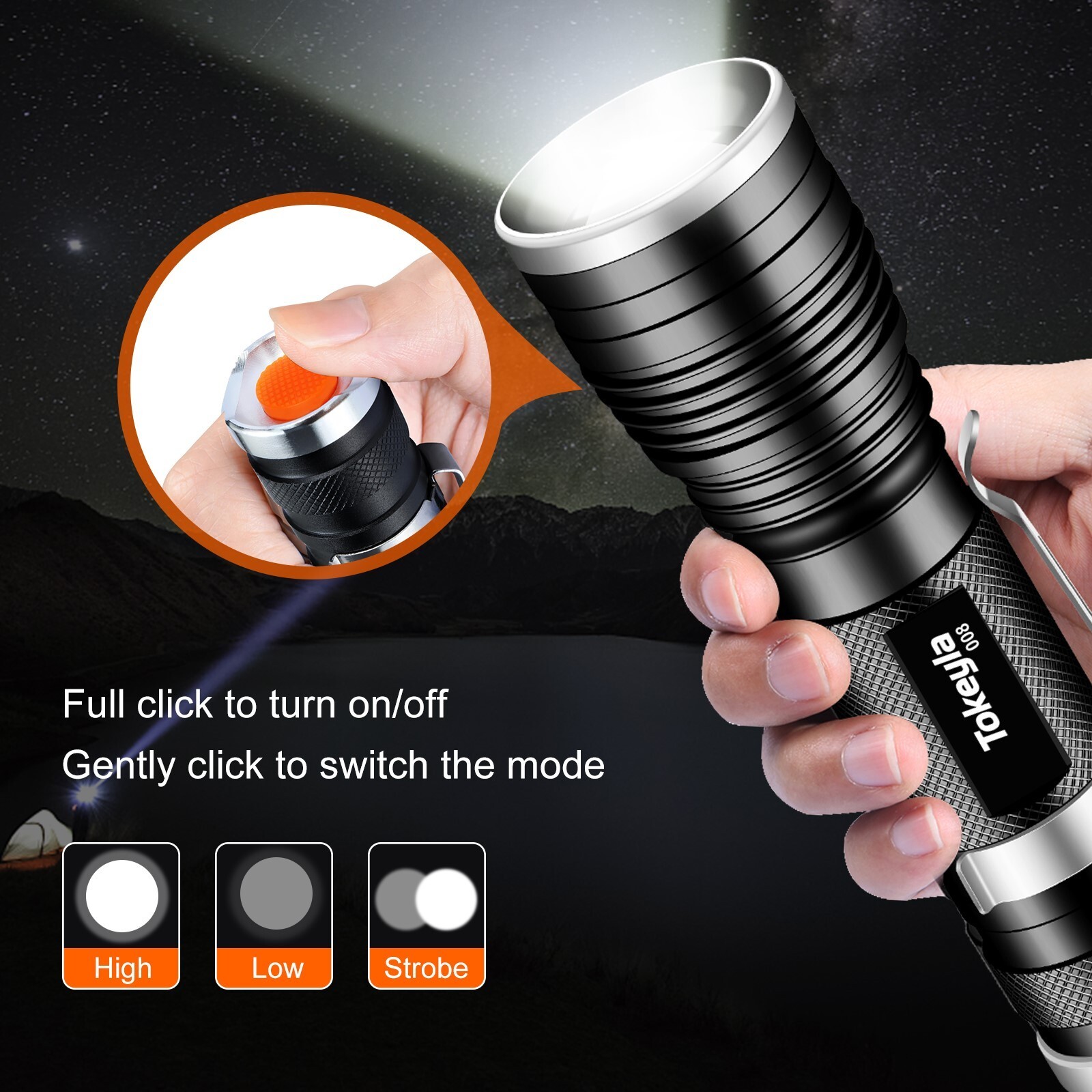 Super Bright LED Flashlight Rechargeable Mini Tactical Flashlights Zoom Torch US - Picture 6 of 14