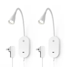 Wall Mounted Reading Light Set Of 2 Book Light For Reading In Bed5 Dimmable Touc