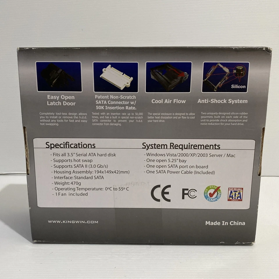 KINGWIN 3.5" INTERNAL HOT SWAP RACK KF-2000-BK Safety Lock Free Postage In Aus - Image 2 of 4