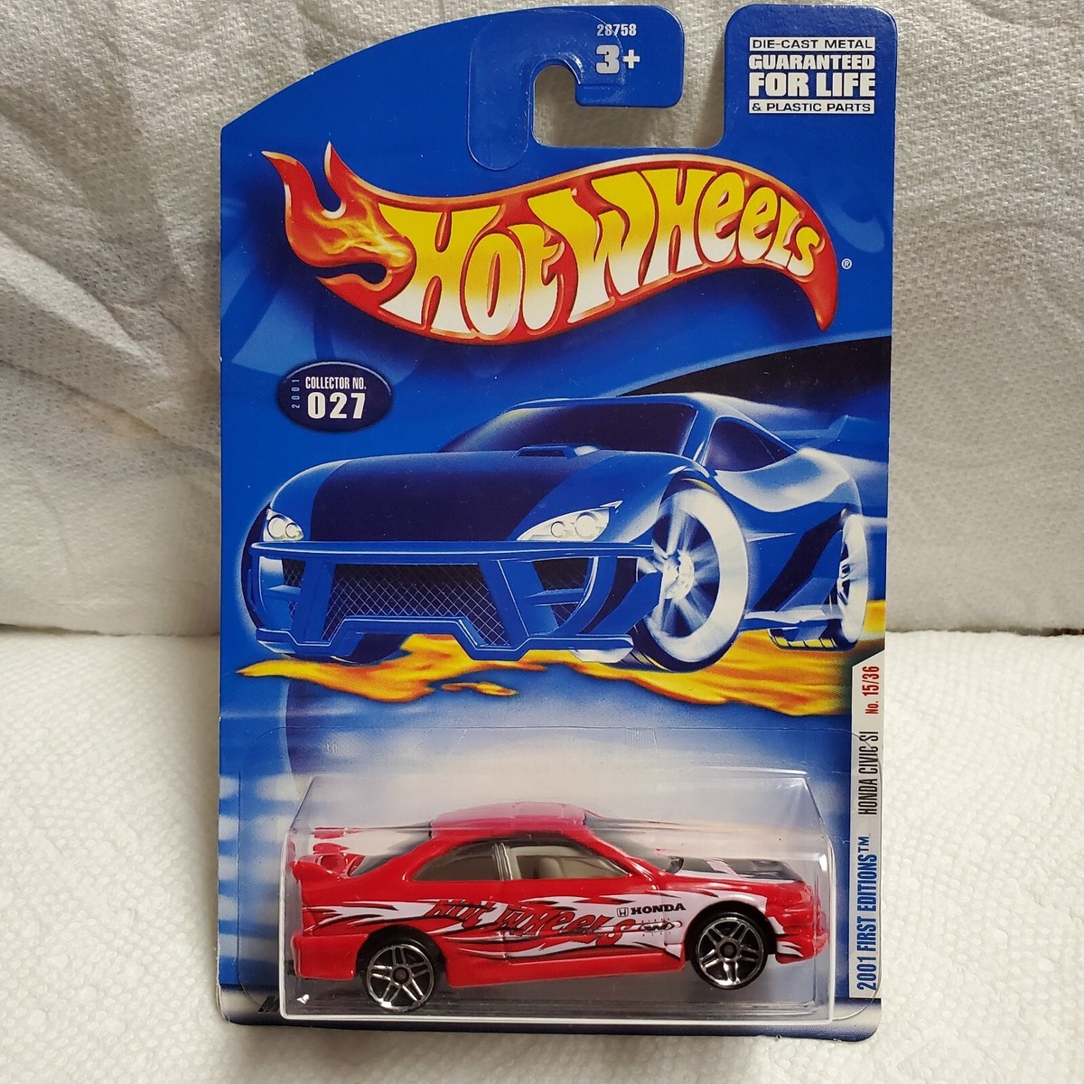 2001 Hot Wheels #27 First Editions 15/36 HONDA CIVIC Si Red w/Chrome PR5  Spokes