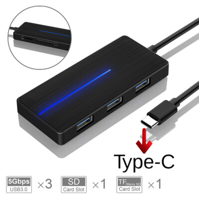 USB Hub USB 3.0 Hub USB Type C Hub w/SD/TF Slots 3 Ports for PC/USB Flash Drive