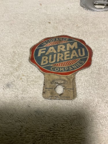 Vintage Aluminum License Plate Topper Columbus Oh Quality Farm Bureau Insurance - Picture 3 of 4