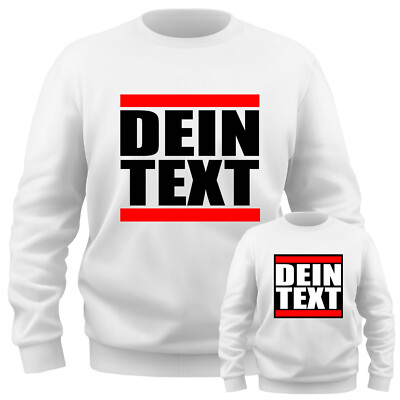 EAKS  Herren Sweatshirt ''Dein Text'' Wunschtext mit roten Balken / Streifen Pulli