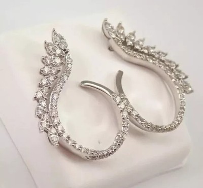 Real Moissanite 2Ct Round Cut Women's Stud Earrings 14K White Gold Plated