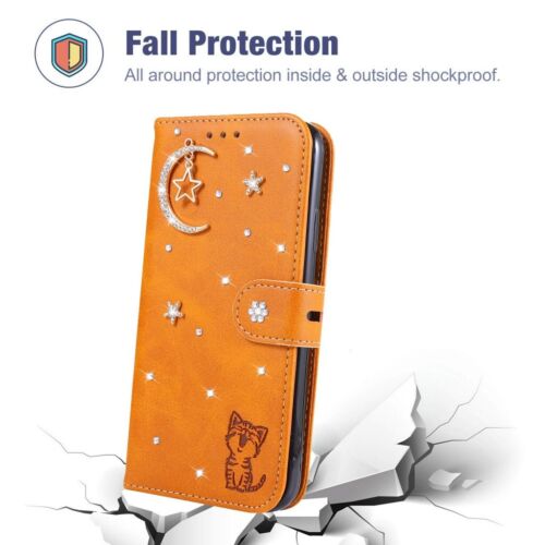 Custodia in pelle per iPhone SE 2020 XR 8 7+ 11 Pro Bling portafoglio supporto magnetico baia - Foto 78 di 84