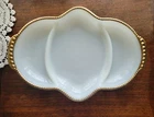VINTAGE ANCHOR HOCKING "Swirl Golden Anniversary" Oblong 3 Part Relish Plate