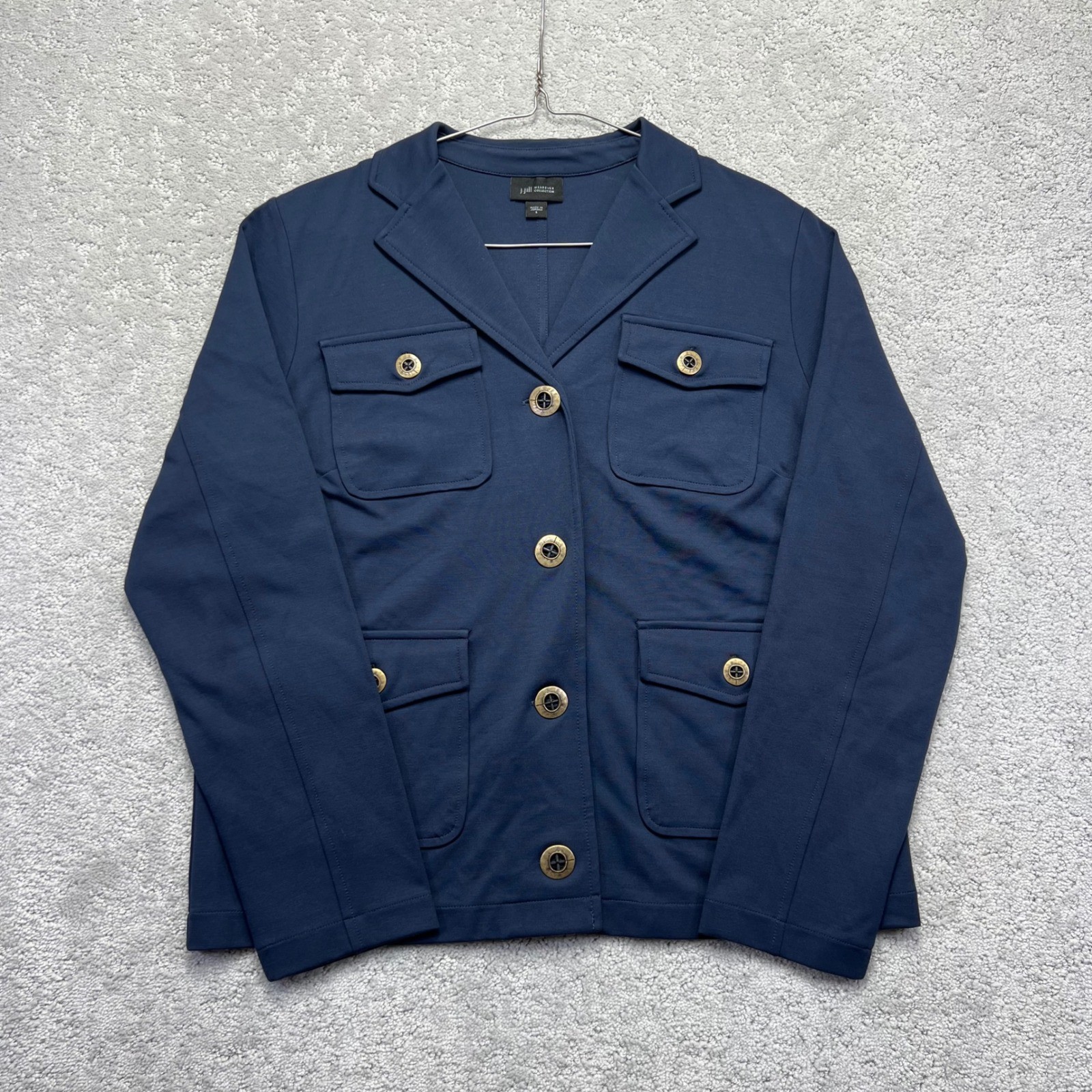 J. Jill Jacket Womens S Navy Rayon Blend Wearever Collection Utility Nautical
