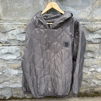 Zero Foxtrot Jacket Mens XXL Gray Quilted Zip Insulated Woobie Hoodie