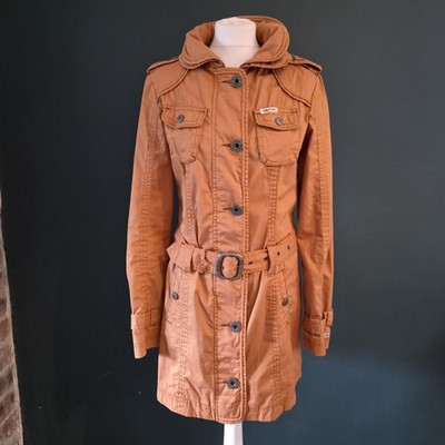 Khujo Boston Women s Coat Size M Burnt Orange Hooded Belted Trench Parka