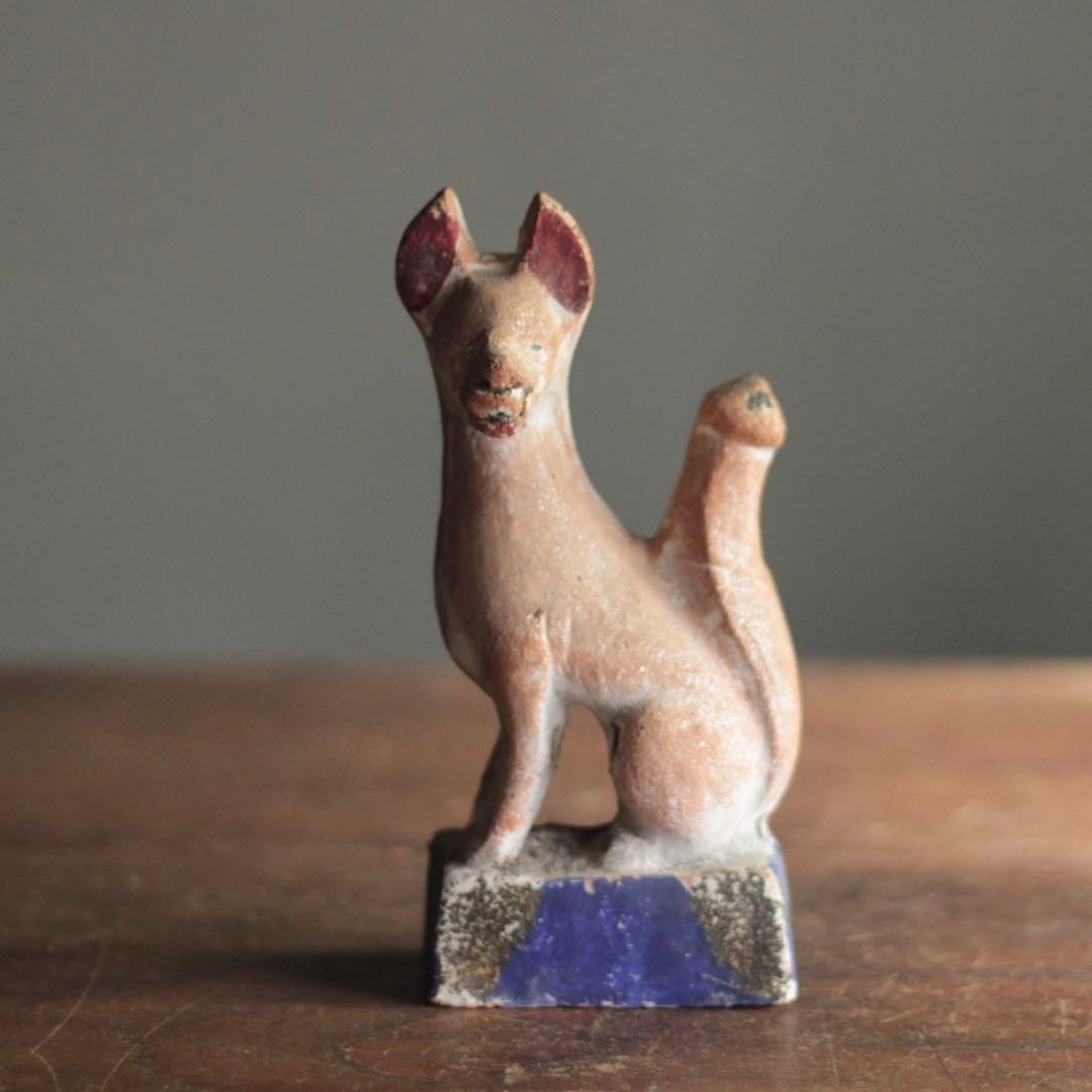 Inari Fox God Statue Pottery Antique Japanese Meiji Era Shinto Shrine 6 inch