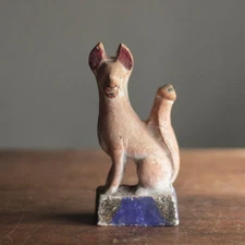 Inari Fox God Statue Pottery Antique Japanese Meiji Era Shinto Shrine 6 inch