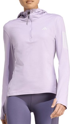 adidas Own The Run Winterized Hooded Half Zip Long Sleeve Womens Running Top