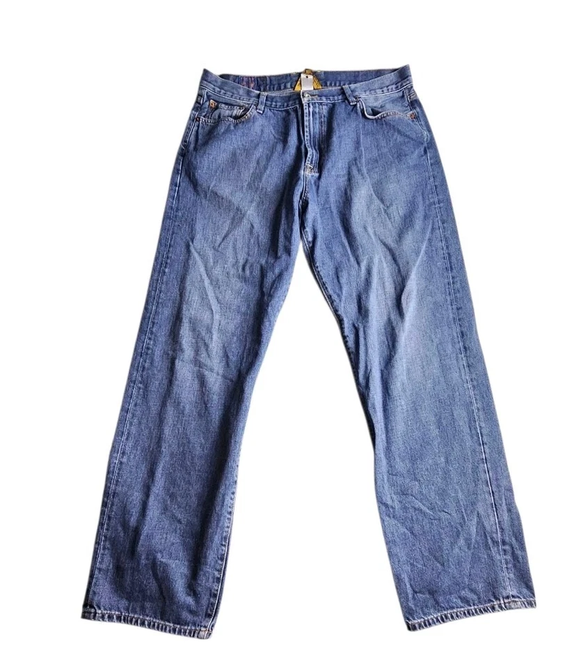 Pantalones de mezclilla de colección Y2K marca Lucky con ribete peto calce relajado para hombre 38x34 clásicos Foto 2 de 4