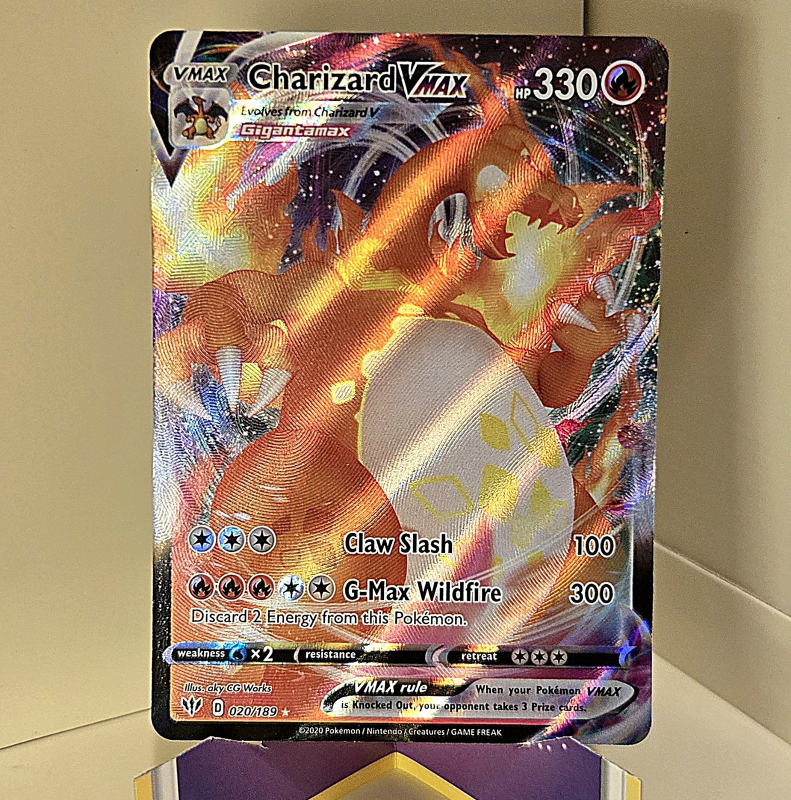Pokémon TCG Charizard VMAX Darkness Ablaze Rare Holo Card 20/189 NM Condition