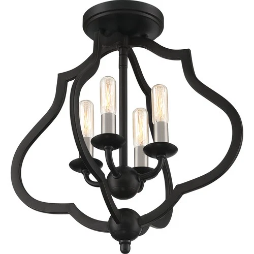 Quoizel OKF1715 O'Keefe 4 Light 15"W Semi-Flush Ceiling Fixture - Black - Picture 5 of 12