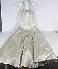 Jessica McClintock Gunne Sax Silver Dress 9/10 Metallic USA Vintage