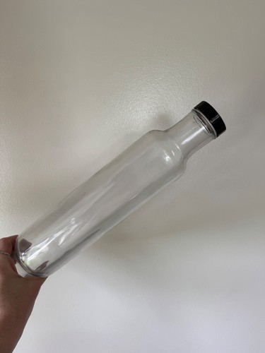 Vintage Clear Glass Rolling Pin With Black Plastic Cap - Picture 1 of 4