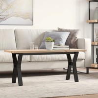 Couchtisch Y-Gestell Massivholz Kiefer Stahl 110X40X45,5 Cm