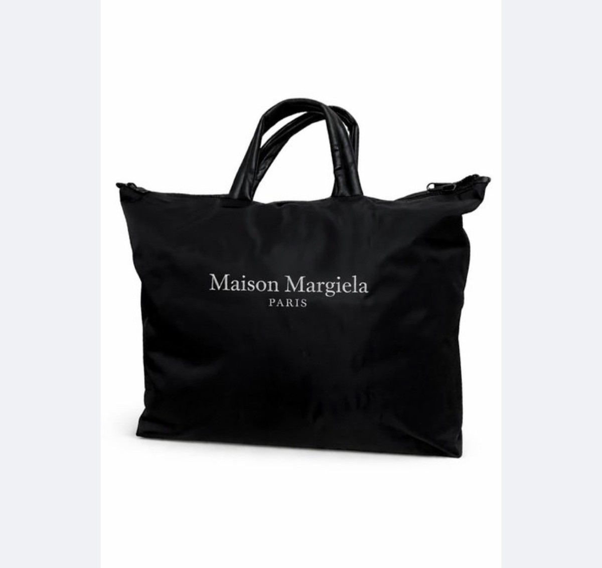 Maison Margiela Large Nylon Leather Tote Bag Black Made in Italy