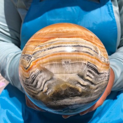 6.99LB Natural Striped Agate Ball Quartz Crystal Sphere reiki healing
