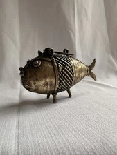 Dhokra Brass Fish Censer India 19th Century Incense Burner