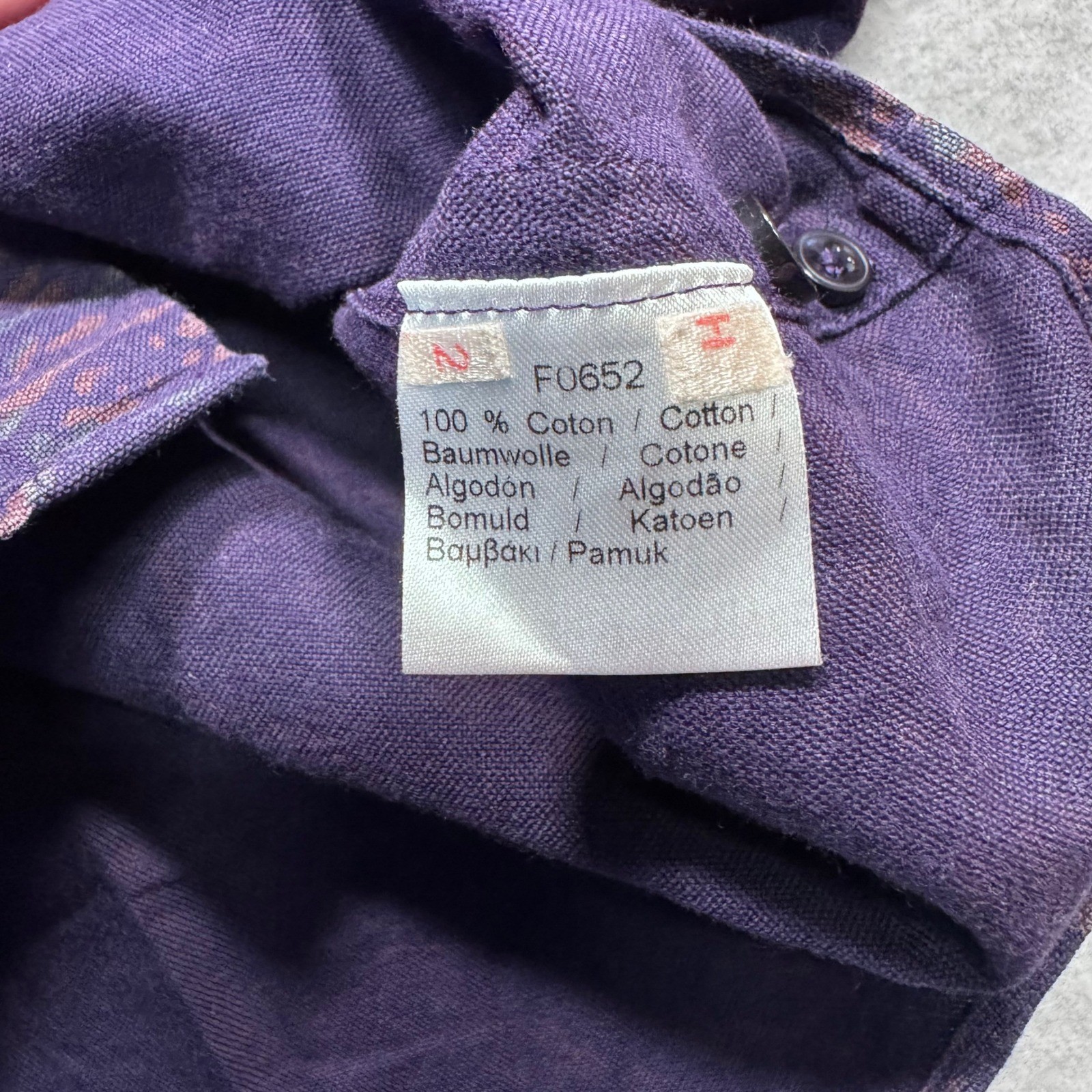 Lacoste Mens Purple Abstract Slim Fit Button Down Shirt F0652 Size L Made France thumbnail 5