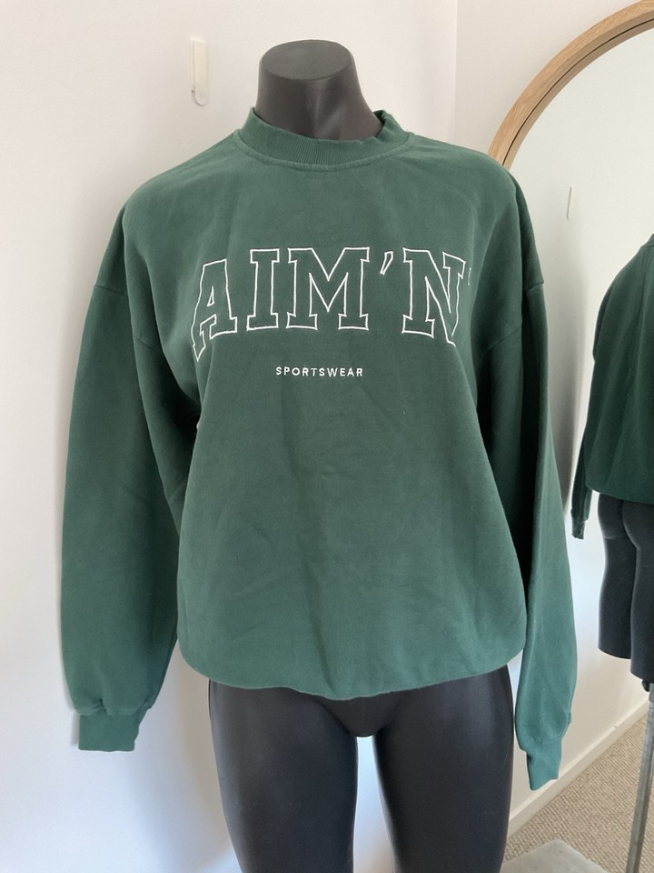 AIM’N Sportswear Sweater In Pine Green Sz S 
