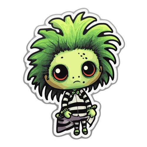 Beetlejuice Chibi Horror Scary Self Adhesive Vinyl Sticker