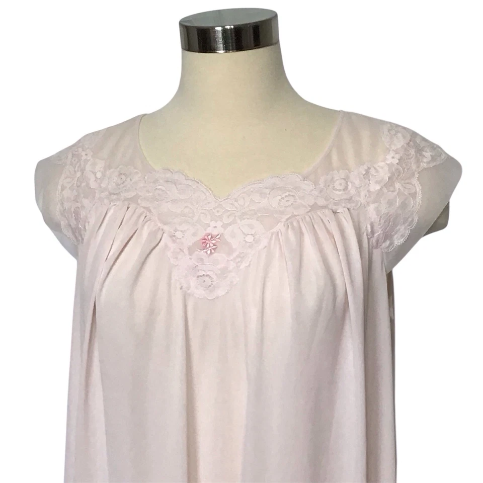 Camisón largo Shadowline para mujer mediano rosa nailon encaje Foto 4 de 4