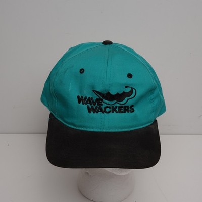 Vtg Yupoong Wave Wackers Snapback Hat Men OSFA Teal Black Twill