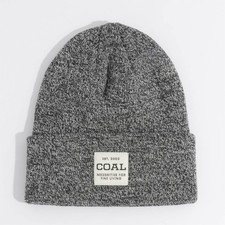 Coal The Uniform Mid Recycled Knit Cuff Beanie Unisex OSFM Black Marl New