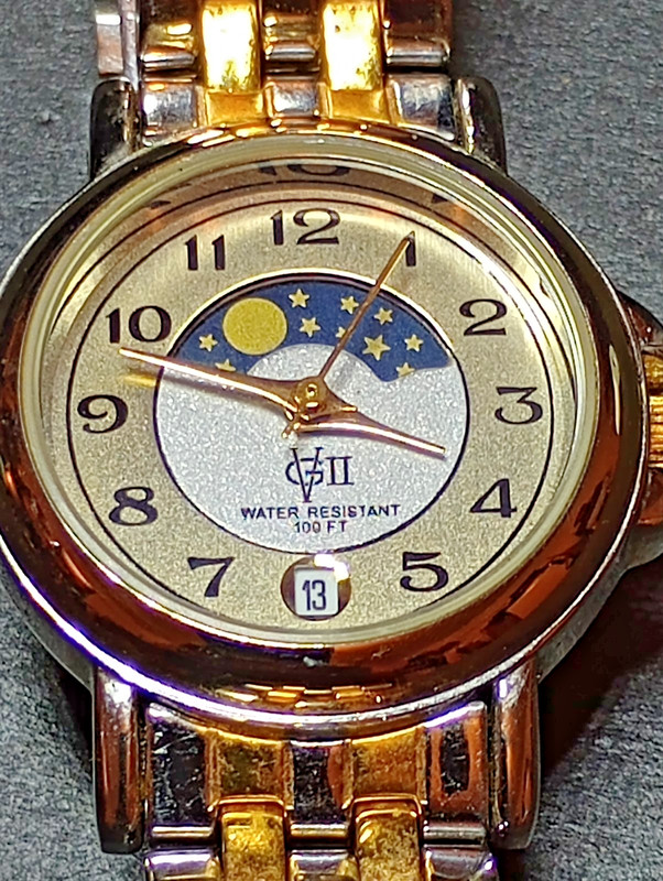 Fada industries GVII Moon Phase , VTG Japan Movt Quartz Watch  Ladies watch. New