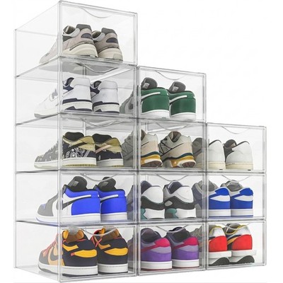 4/8 Pack Shoe Storage Box Stackable Sneaker Display Case w/Magnetic Door US 5-14