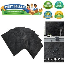100 Piece Black Slate Peel and Stick Backsplash Wall Tiles, 3" x 6" PVC Faux ...