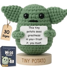 Handmade Baby Yoda Positive Crochet with 30 Fun Affirmations  Star Wars Gift...