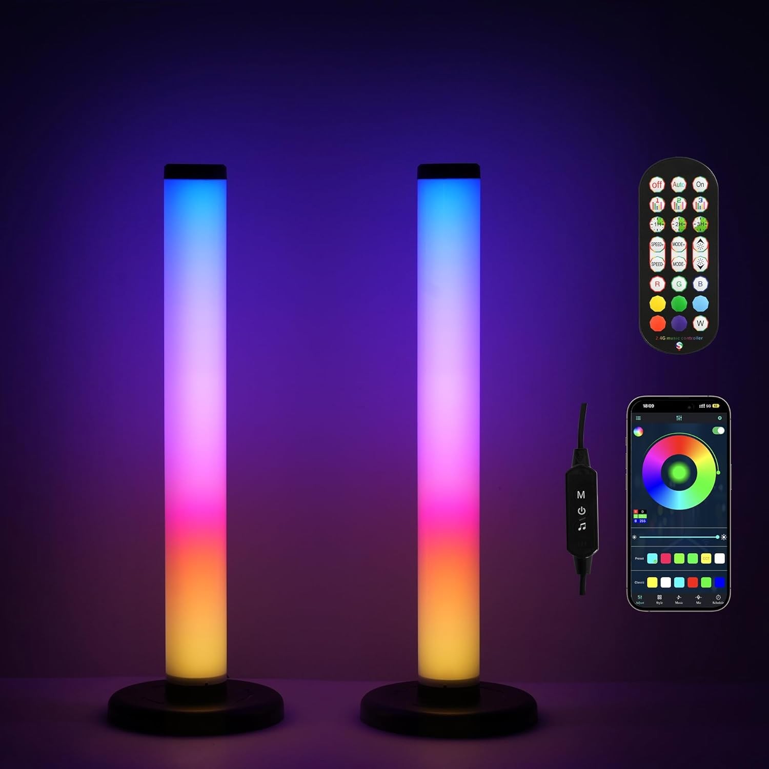 Barre LED RGB 34cm TV connectée application mobile et contrôle vocal intelligent