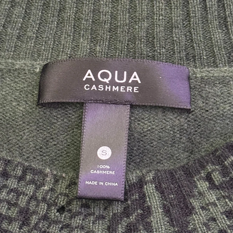 Suéter tejido verde AQUA CASHMERE 100 % cachemir estampado de serpiente talla S Foto 2 de 4