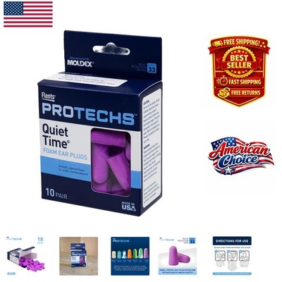 10 Pair Protechs Foam Disposable Ear Plugs with NRR 33 for Loud Environments
