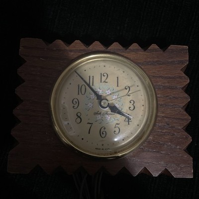 Vintage Seth Thomas Parquet Wood Clock Model SS12-AT Made in USA Tested Works