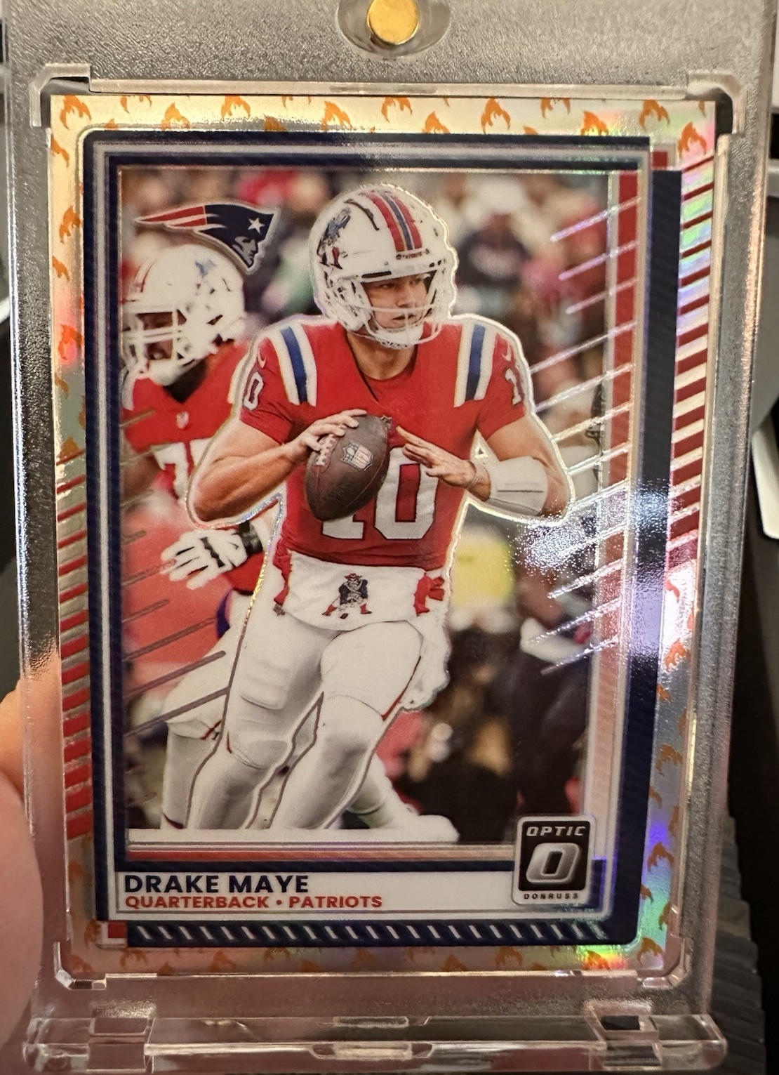 Panini 2025 Donruss Optic Drake Maye Prizm Patriots #47 fire emoji