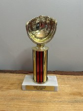 Baseball Trophy, Gold Tone, Glove. 8”, Marble Base. Up~Cycle Project.