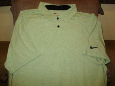 Nike Dri-Fit Tour Heathered FJ1643-350 Green Knit Polo Golf Shirt Men's XL