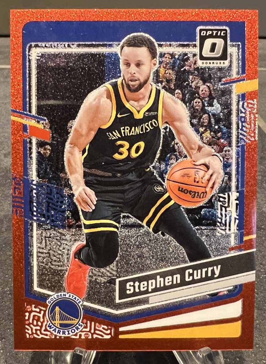 2023-24 Panini Donruss Optic Red Glitter Prizm Stephen Curry #198 /75 Warriors
